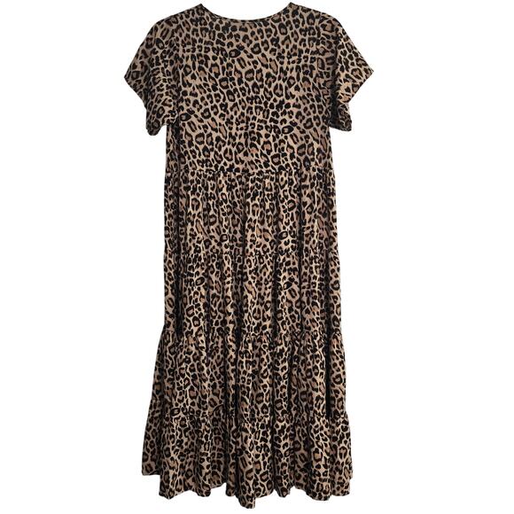 Olivaceous Leopard Print Knee Length Dress Notch Neck Size Small - Picture 6 of 8